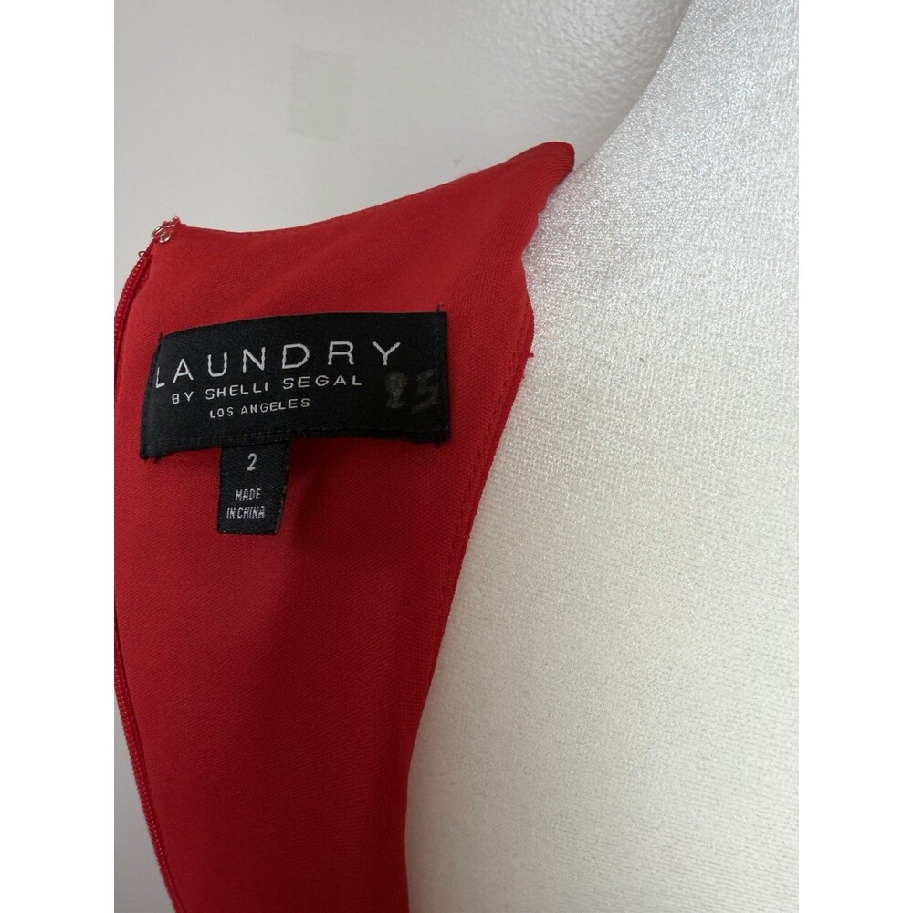 NWT Laundry by Shelli Segal Red Ruffle Cocktail Mini Dress Size 2 - Picture 10 of 10